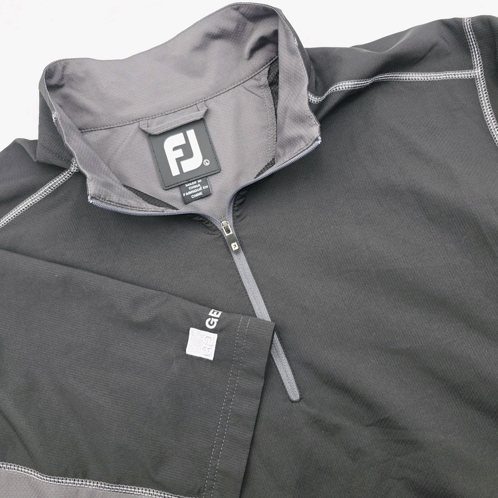 FootJoy Men's Large 1/2 Zip Short Sleeve Sport Windshirt FJ Golf Pullover Black
